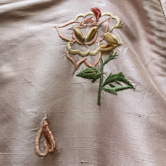 🏷 Odille | Silk Embroidered Flounce Midi Skirt - 6, Pink - Picture 7 of 9